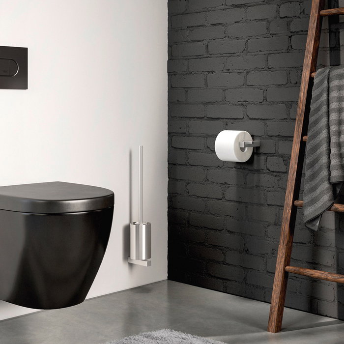 Zack Carvo Escobilla WC Pared Mate Diámetro 9 cm Acabado Matt Brush Polish L.8,9 cm P.12,2 cm H.50,1 cm